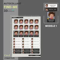 Offrez une sécurité supplémentaire à votre enfant avec des grandes étiquettes personnalisées FIND-Me. Incluant photo, nom et numéro de téléphone, ces étiquettes aident à identifier facilement les affaires et à contacter rapidement les parents en cas de besoin.