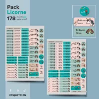 Étiquettes Scolaires Personnalisées Thème Licorne Parfaites pour identifier les fournitures scolaires des enfants Idéales pour cahiers, stylos, gourdes et lunchboxes