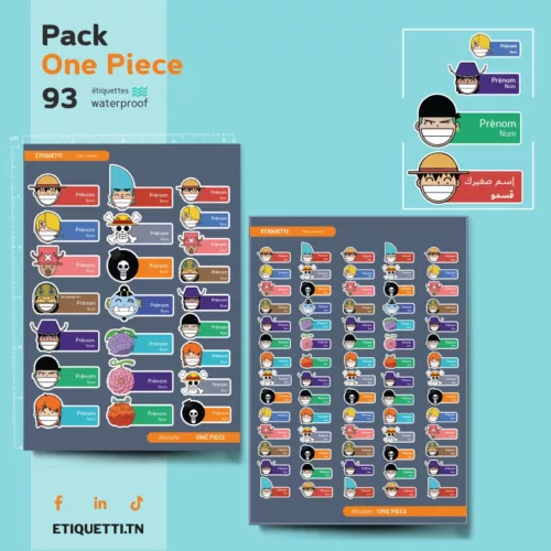 Étiquettes Scolaires waterproof 𝗢𝗡𝗘 𝗣𝗜𝗘𝗖𝗘 - Vos affaires seront aussi bien protégées que le trésor du Capitaine Baggy !