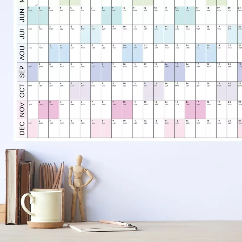 Calendrier annuel mural avec Des autocollants pour calendrier | Planner | Agenda.