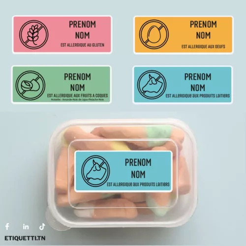Etiquettes indication d Allergie enfant