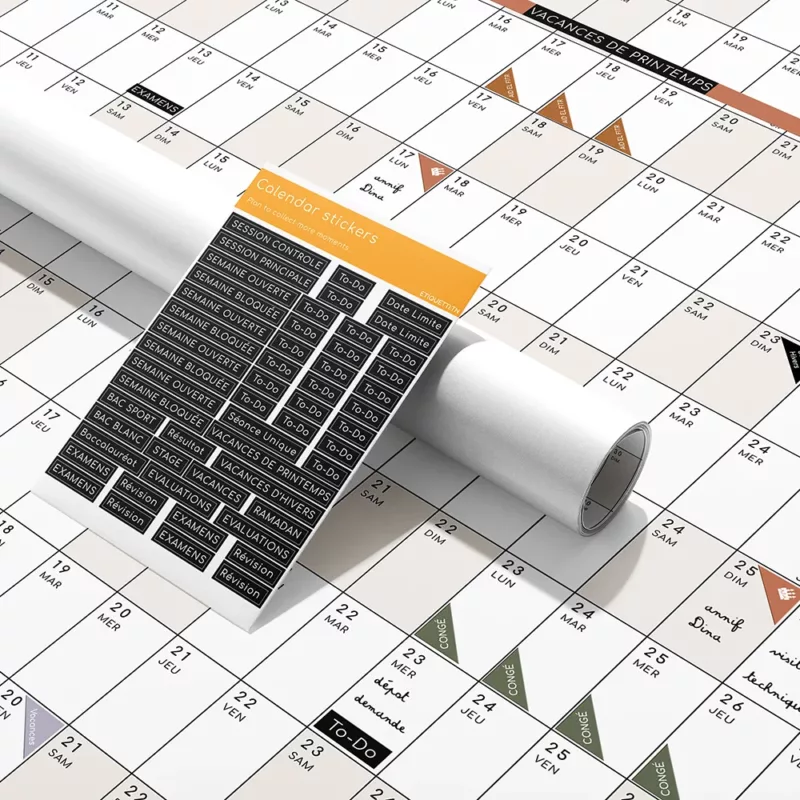 calendrier annuel mural de bureau 2024 2025