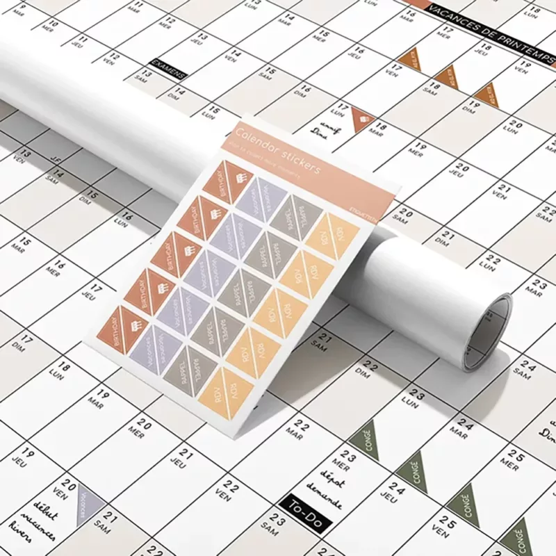 Calendrier annuel mural avec Des autocollants
