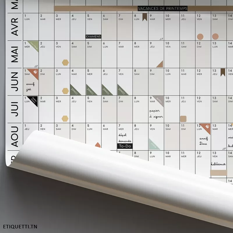 calendrier annuel mural de bureau 2024 2025