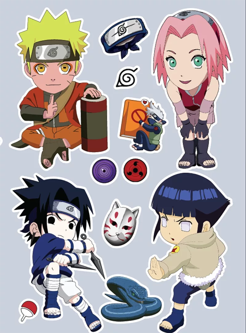 étiquettes autocollante résistante à l'eau Naruto & Boruto
