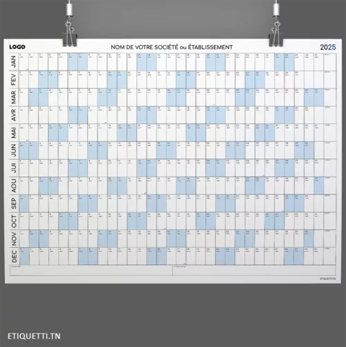 Calendrier annuel géant pour les Entreprises 2025 | 𝗠𝗢𝗗𝗘𝗟𝗘 « Entête Personnalisable » spécialement conçu pour les entreprises. Avec une entête personnalisable, ce calendrier est idéal pour organiser vos événements professionnels tout en reflétant l'identité visuelle de votre marque. Parfait pour planifier efficacement toute l'année.