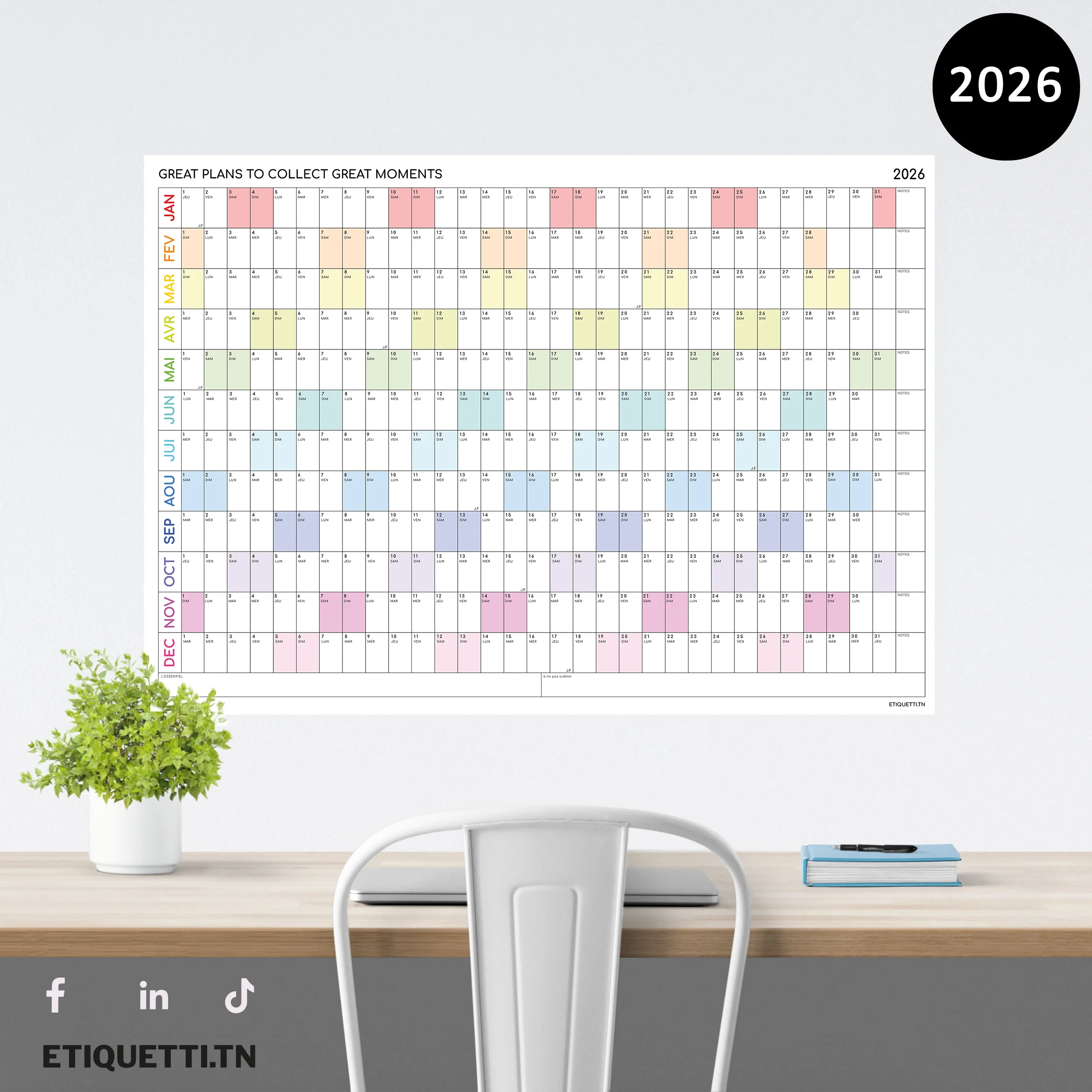 Calendrier Annuel Géant «Bright»