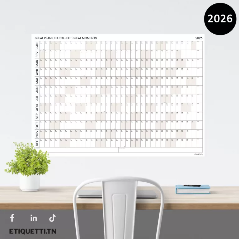 Calendrier annuel mural géant nude -Tunisie -– organisation professionnelle au bureau