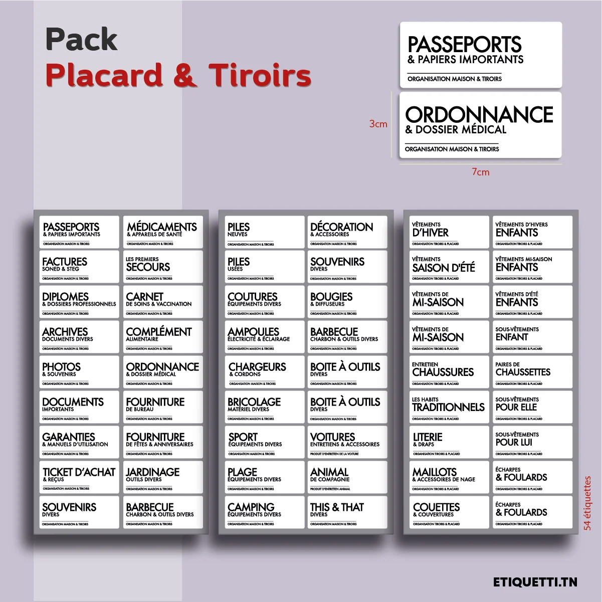 PACK PLACARD & TIROIRS