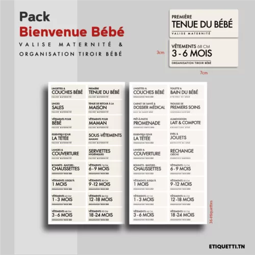 Étiquettes valise maternité tiroir bébé organisation produits bébé