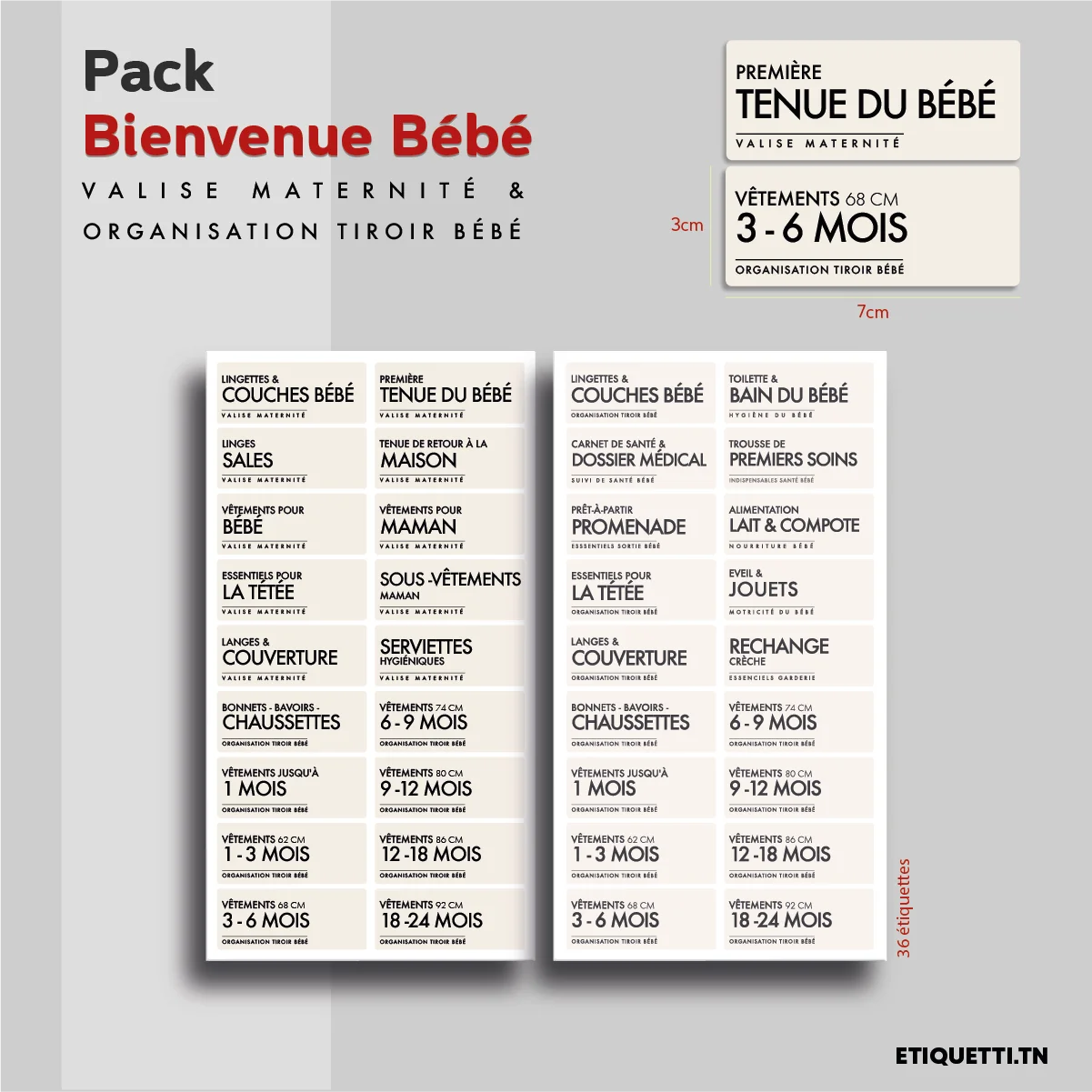 Pack BIENVENUE BÉBÉ : Étiquettes Valise Maternité & Tiroir Bébé