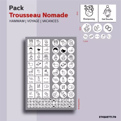 Étiquettes trousse voyage| hammam | cosmétiques organisation