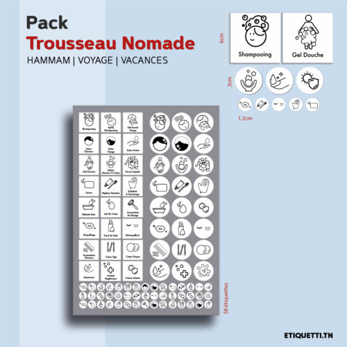 Étiquettes trousse voyage| hammam | cosmétiques organisation