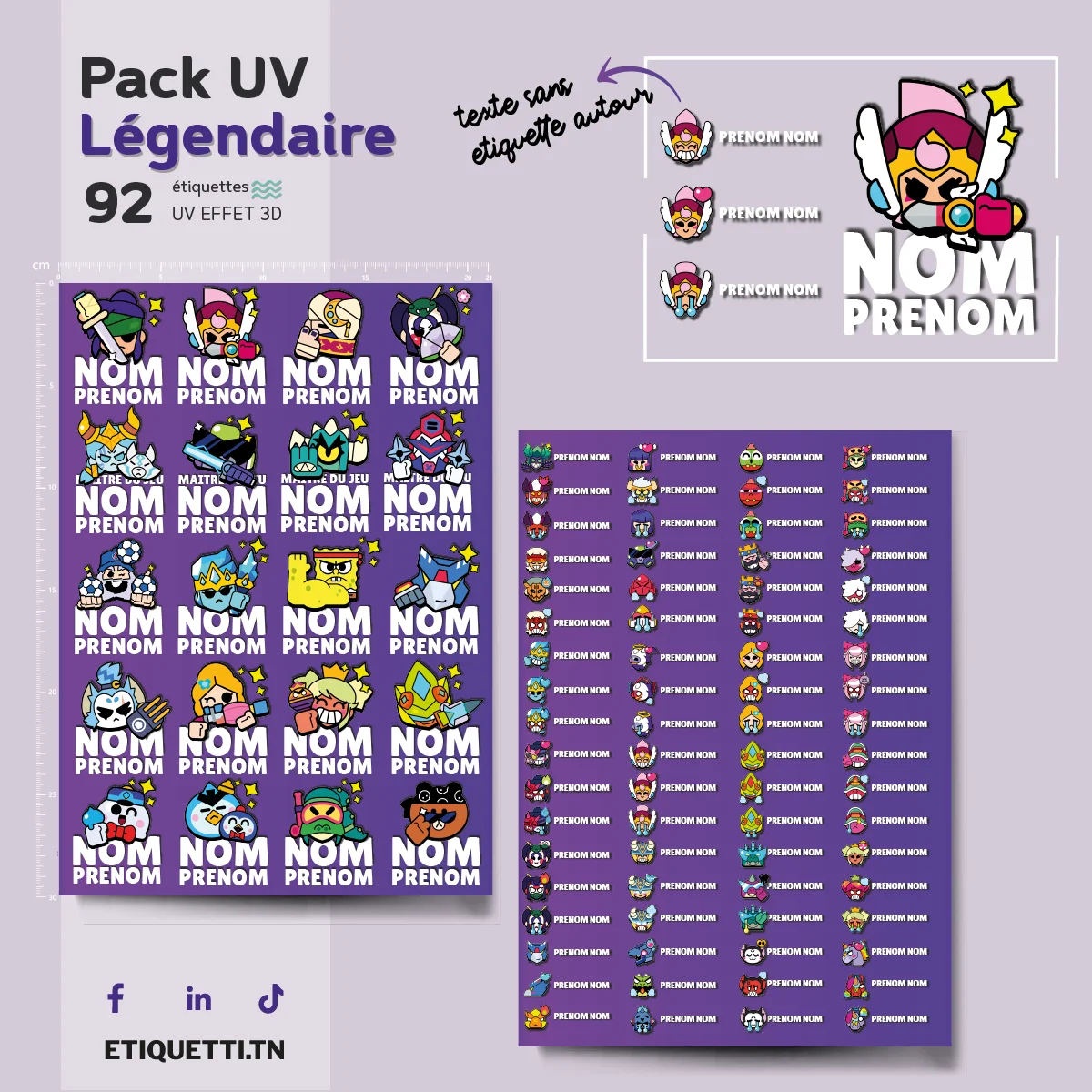 Étiquettes Scolaires UV-DTF | BRAWL STARS | LÉGENDAIRE