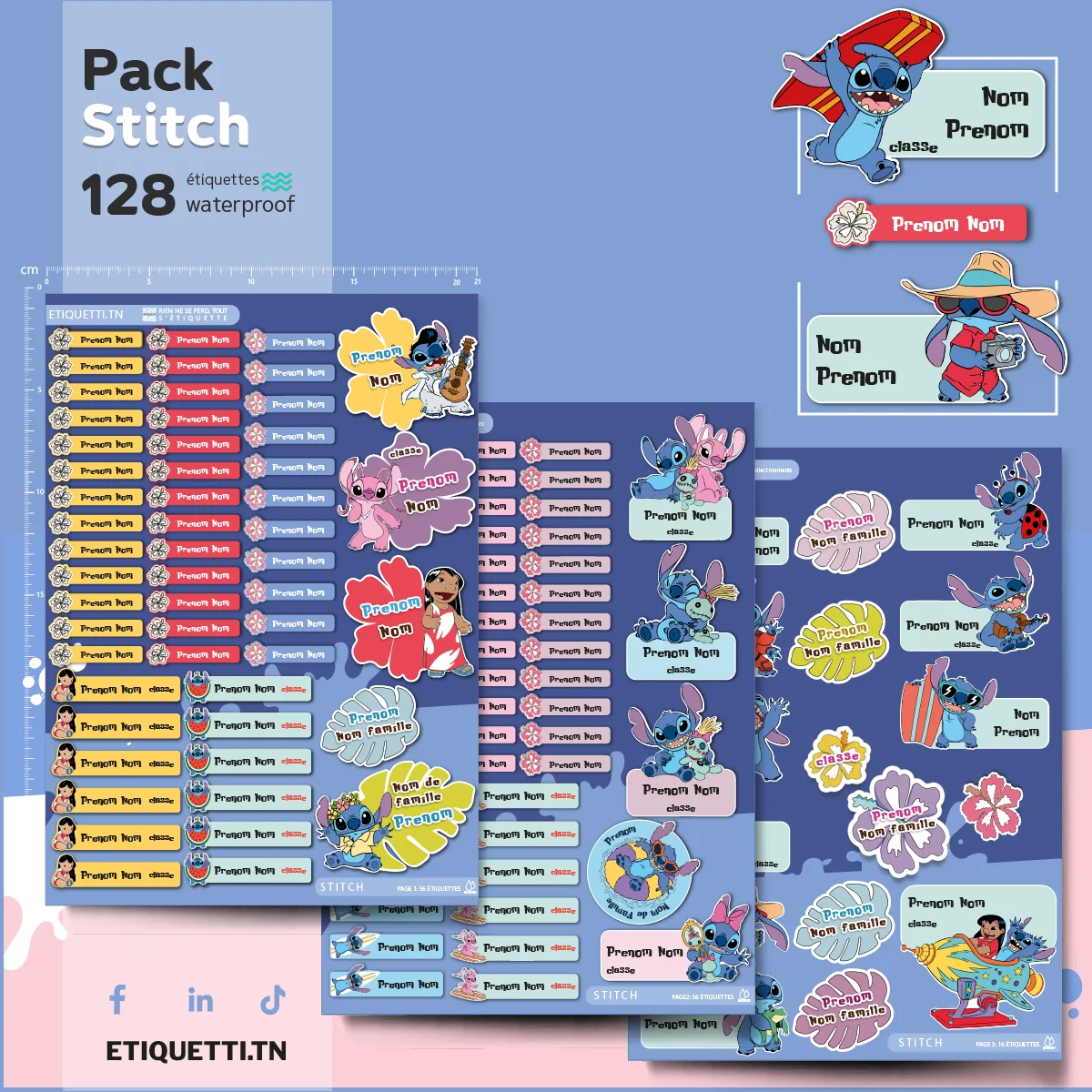 Étiquettes Scolaires Personnalisées STITCH