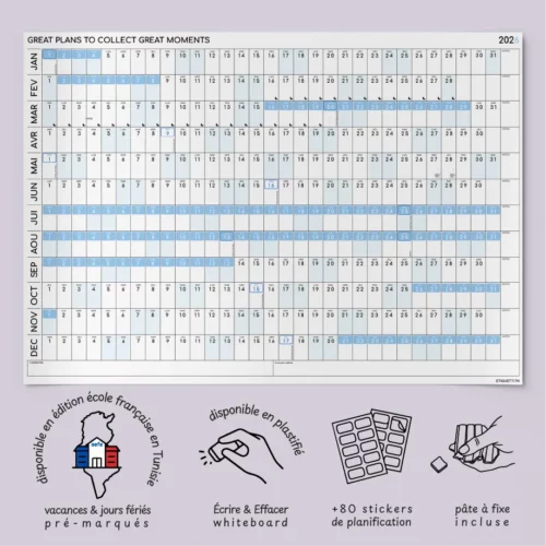 Zoom du calendrier – Organisation avec stickers et notes