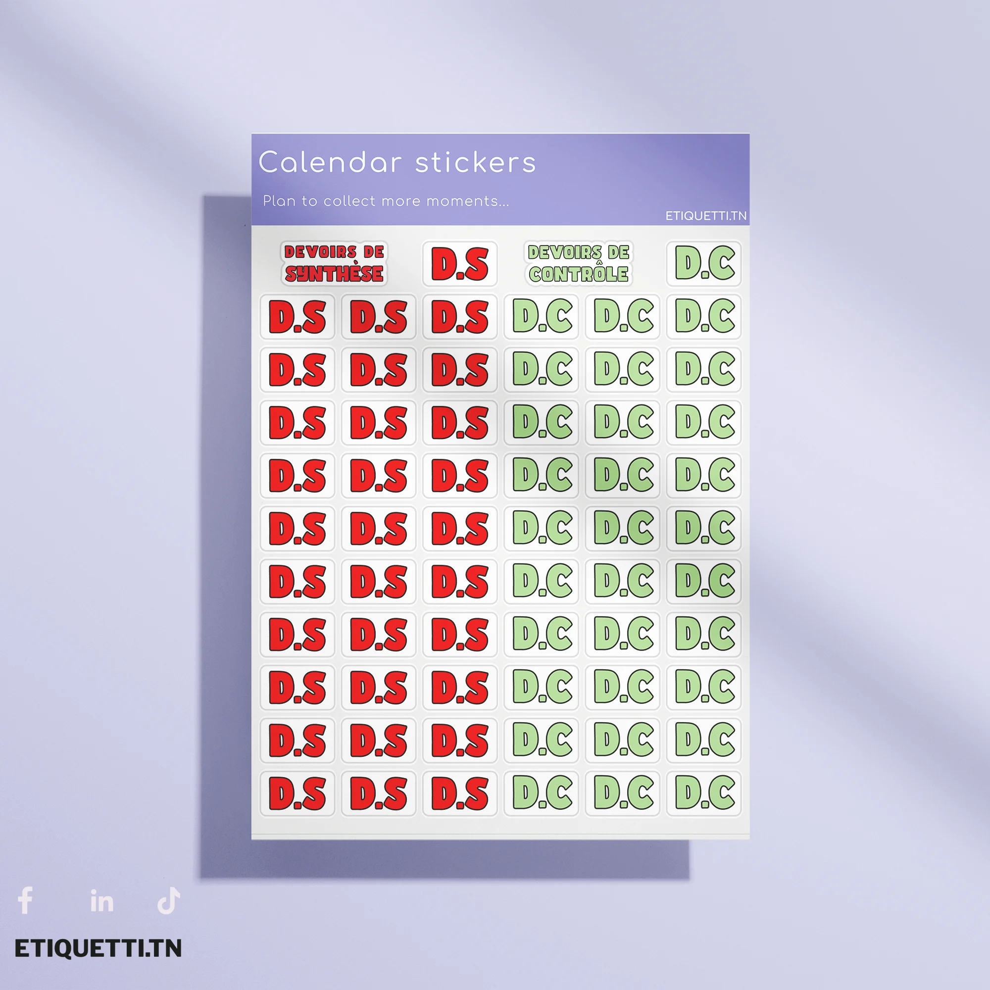 Autocollants D.S & D.C – Semaine ouverte & bloquée
