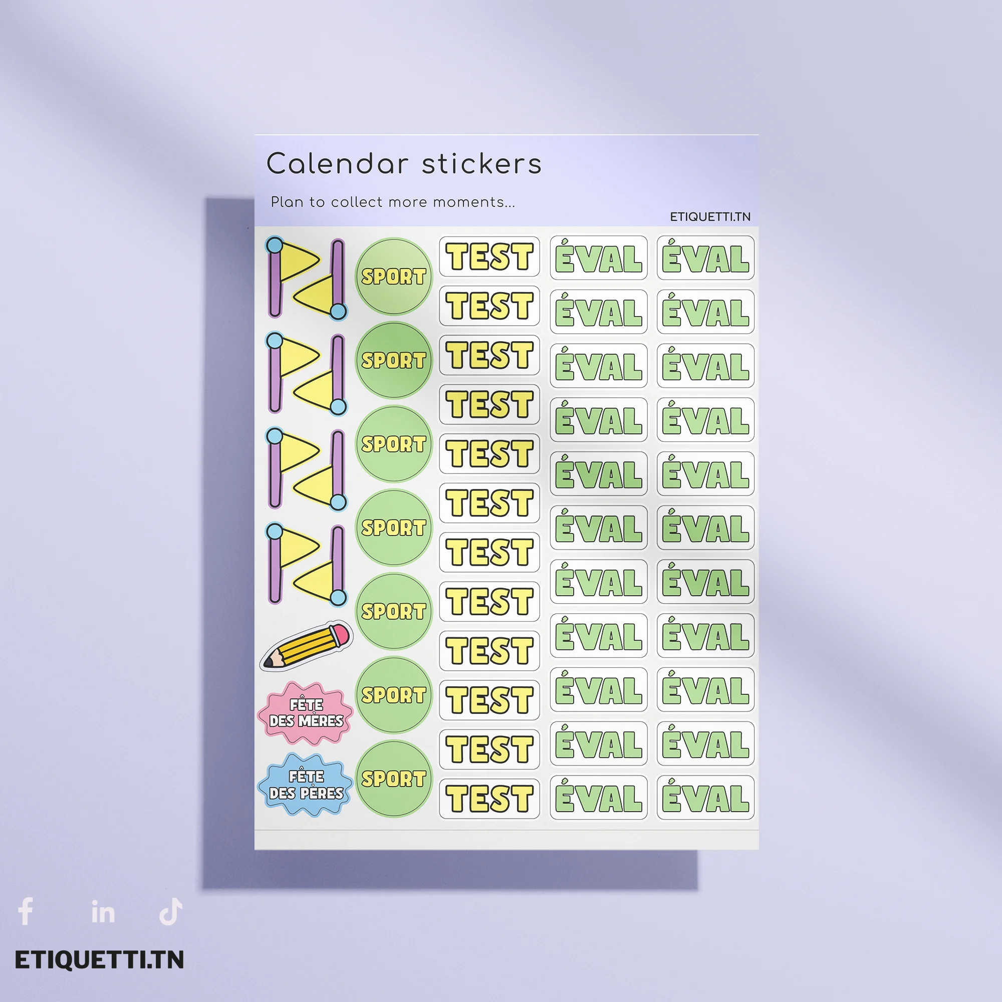Stickers Organisation Scolaire – TEST, ÉVAL & Sport