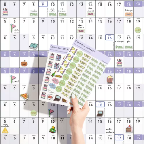 Zoom du calendrier – Organisation avec stickers et notes