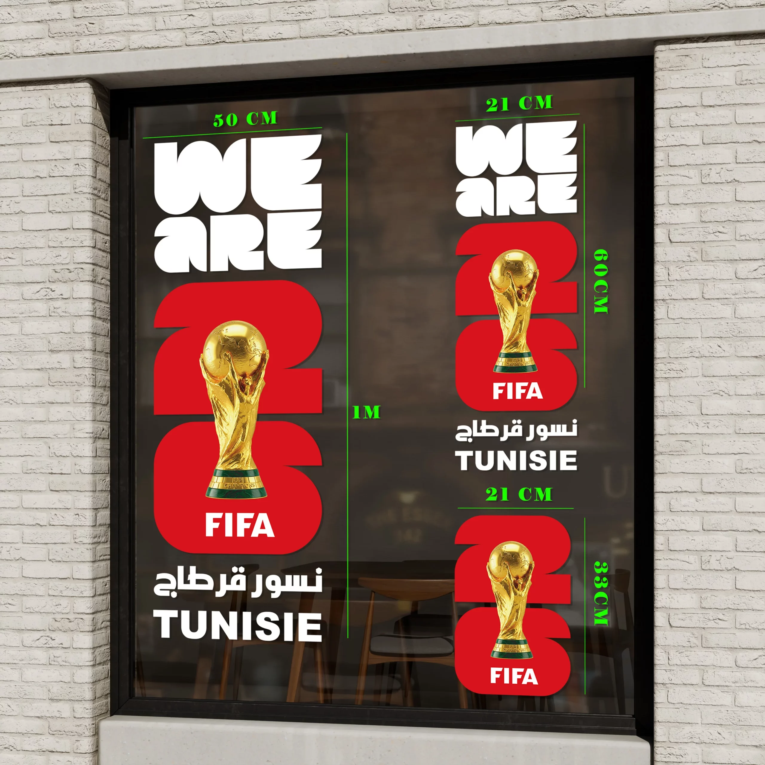 Décoration Vitrine Coupe du Monde 2026 — Vinyle Transfert