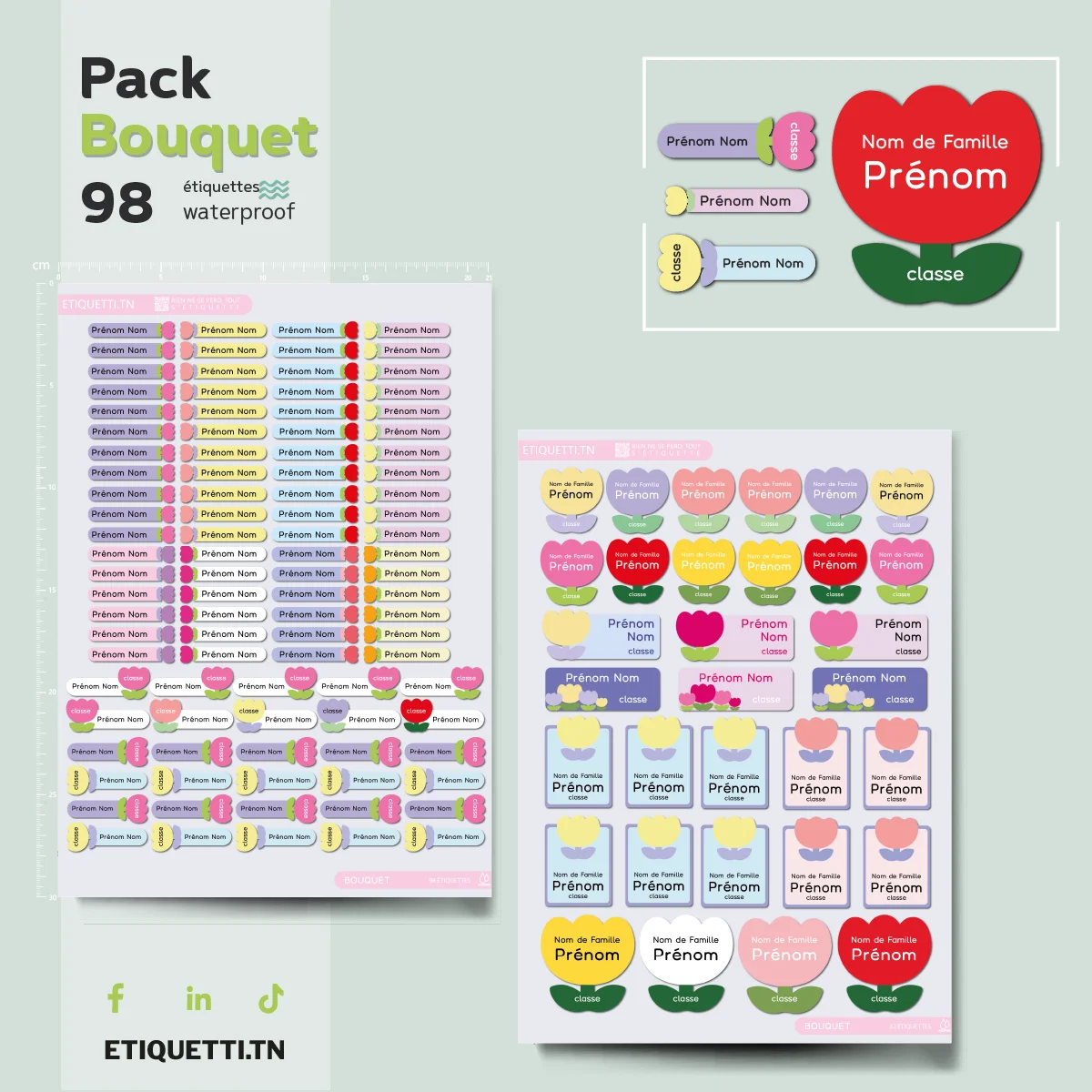 Étiquettes Scolaires personnalisée — Bouquet