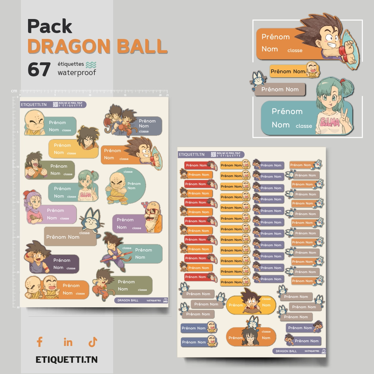 Étiquettes Scolaires Personnalisées — Dragon Ball Inspired