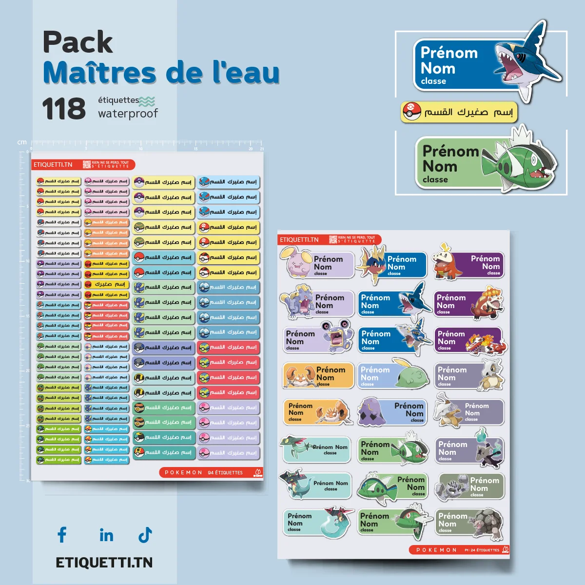 Étiquettes Scolaires Pokemon — Maîtres de l’eau