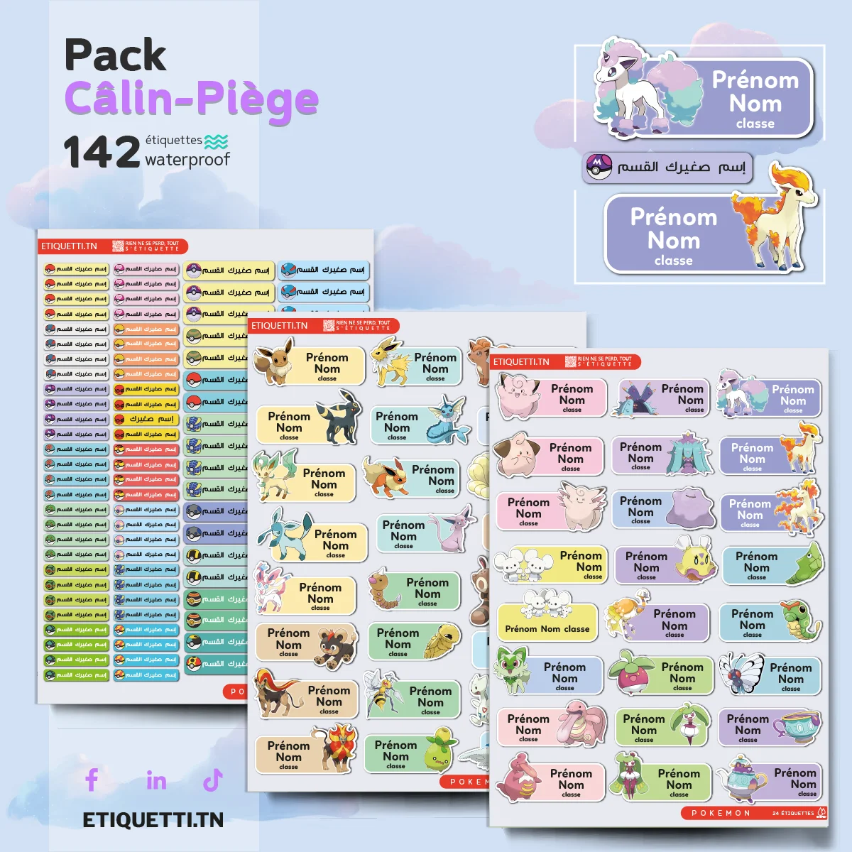 Étiquettes Scolaires Pokemon — Câlin-Piège