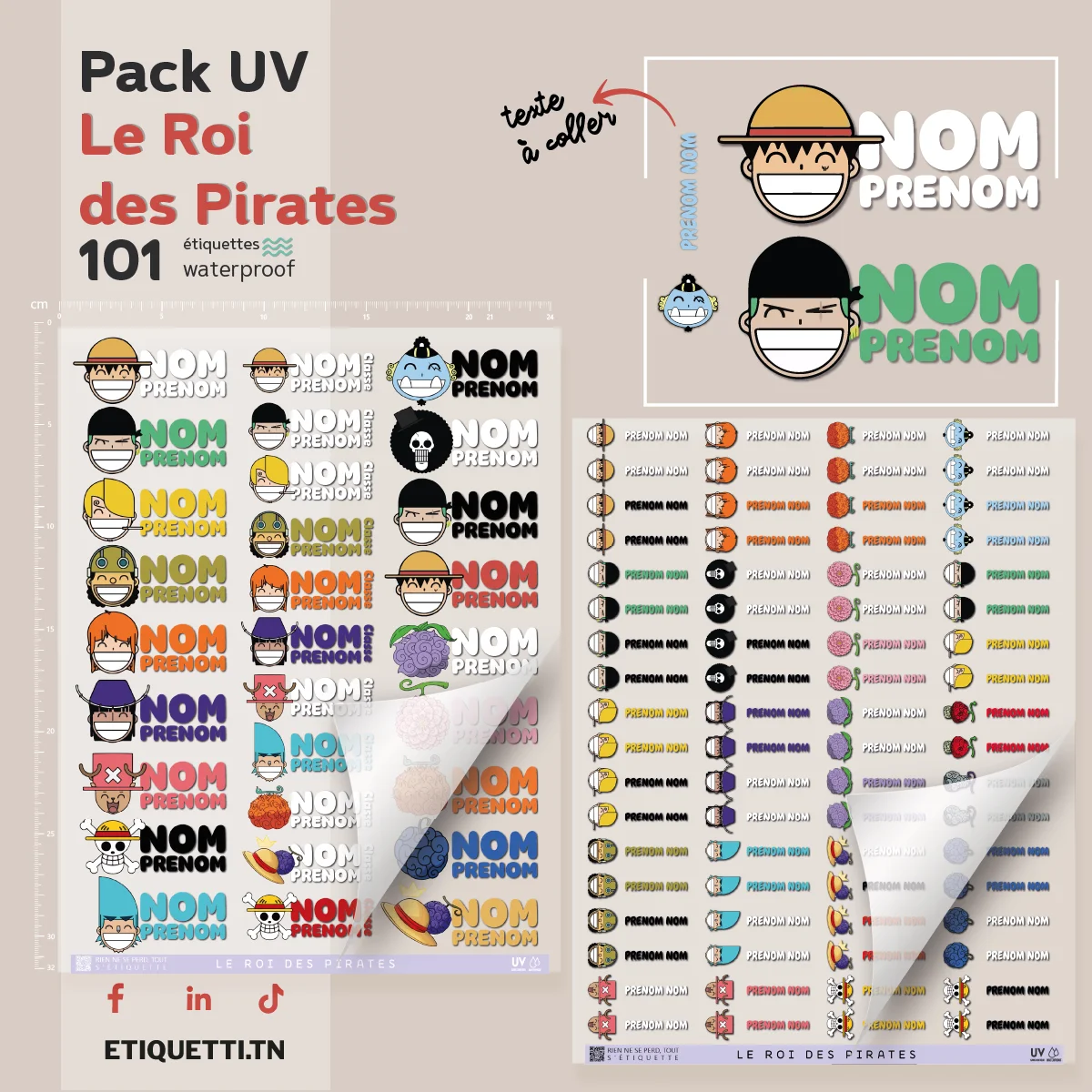 Étiquettes Scolaires — Le Roi des Pirates