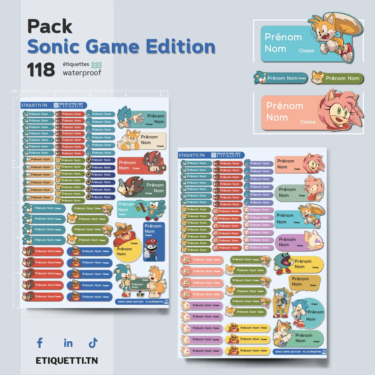 Étiquettes Scolaires — Sonic Game Edition