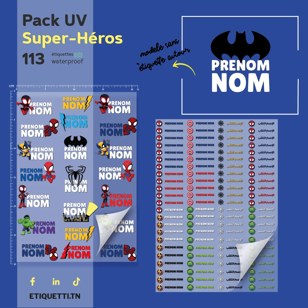 Étiquettes Scolaires personnalisées — Super-Héros