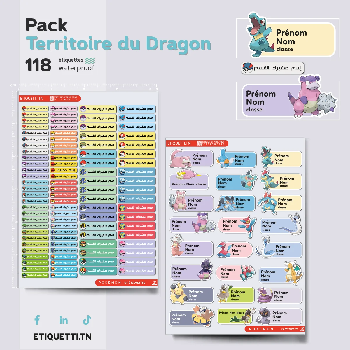 Étiquettes Scolaires Pokemon — Territoire du Dragon